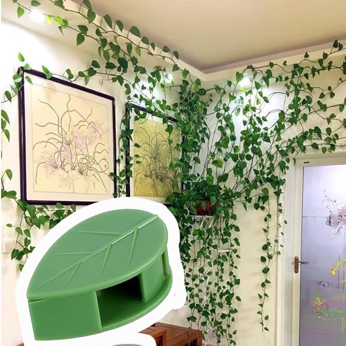 100PCS Plant Climbing Wall Fixture Clips, Plant Fixer Invisible Wall Vines Fixing Clips with Acrylic Adhesive Sticker, Self-Adhesive Hook Plant Vine Support Holder