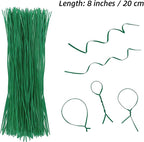 Plant Twist Ties - 8'' Plant Ties for Climbing Plants - Garden Ties Reusable Twist Ties Garden Twine for Plants Vines Cords Bags - Pack of 100, Green