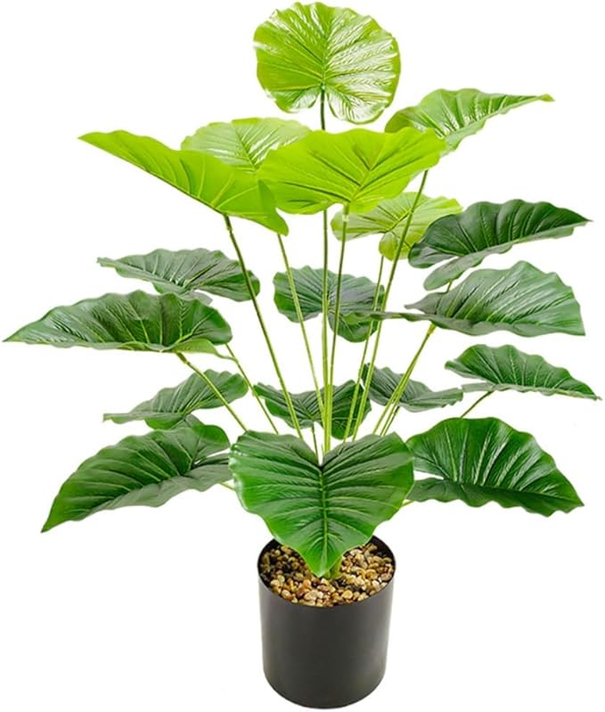 Artificial Caladium Plant with Red and Green Leaves, Red Leaf Artificial Plants Decoration Simulated Bonsai Potted Decor Home Room Party Wedding Office Floor (Green(No Flowerpot), 75cm)