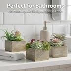 Succulent Plants Artificial, 3 Pack Small Fake Plants in Wood Pot for Home Decor, Farmhouse Artificial Plants Indoor for Living Room Bathroom Bedroom Office Kitchen Desk Wedding Coffee Table Decor