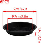 6pcs Black Plastic Plant Saucers (4 inch) - Heavy Duty Indoor Plant Trays for Pots with Water Drainage, Drip Catcher & Decor (Set of 6 Round Saucers)