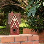 Glitzhome Blue Bird House, 12" H Solid Wood Bird House for Outside, Distressed Cottage Garden Decorative Birdhouse Hanging Bird House for Outdoors,Red