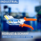 Original LÖWE Professional 3.306/HÜ Shears with Lever Transmission 90 Degree Stops and Extra Long Blade for Precise Cutting on Hard and Flat Plastic, PVC, Wood Metal