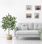 2 Pack Ficus Artificial Trees for Outdoors Indoor, 4ft Big Fake Plants with Pot and Realistic Leaves, Faux Plants Tall Outdoor for Home,Office, Living Room, Garden Decor