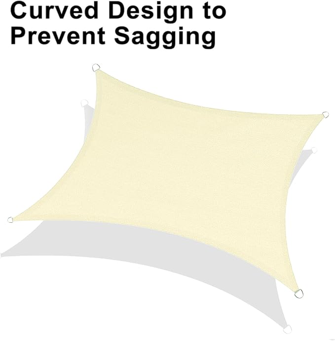 LOVE STORY Custom Size 14'x14' Butter Cream Sun Shade Sail Rectangle UV Block Canopy Patio Sail Sunshades Fabric for Outdoor Garden Carport (We Make Custom Size)