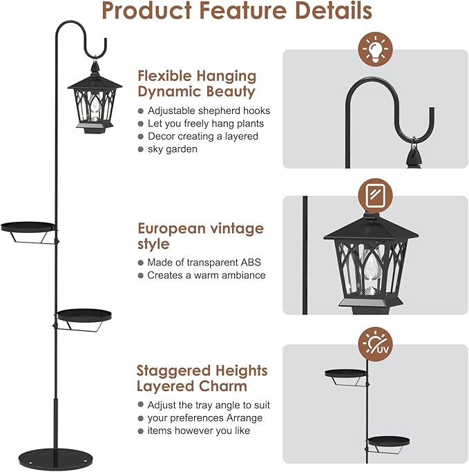 58" Outdoor Floor Lamp, Brighter Outdoor Lamps for Patio, Auto On/Off Solar Lamps Outdoor Waterproof for Garden, Courtyard, and Pool Decorative Lighting