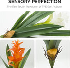 2Pcs Artificial Bromeliad Plants, 18" Fake Hawaiian Ginger Flower,Large Real Touch Faux Tropical Flowers, Lifelike Exotic House Plants for Home Office Indoor Decoration (Yellow)