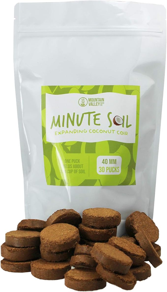Minute Soil - Compressed Coco Coir Fiber Grow Medium - 40 MM - 30 Pucks (1 Pack)