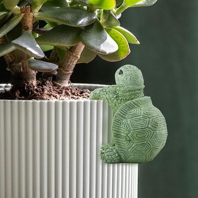 Turtle Flower Pot Hugger Decoration, Green Resin Hanging Planter Ornament, About 2.75 in Tall, for Pot Edge Terrarium Shelf and Patio Decor, 1 Pack
