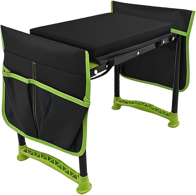 Garden Kneeler and Seat, Heavy Duty Garden Stool with 11" Wide Detachable Kneeling Pad, Foldable Garden Bench Chair with 2 Gardening Tool Pouches, Gardening Gifts for Women, Seniors