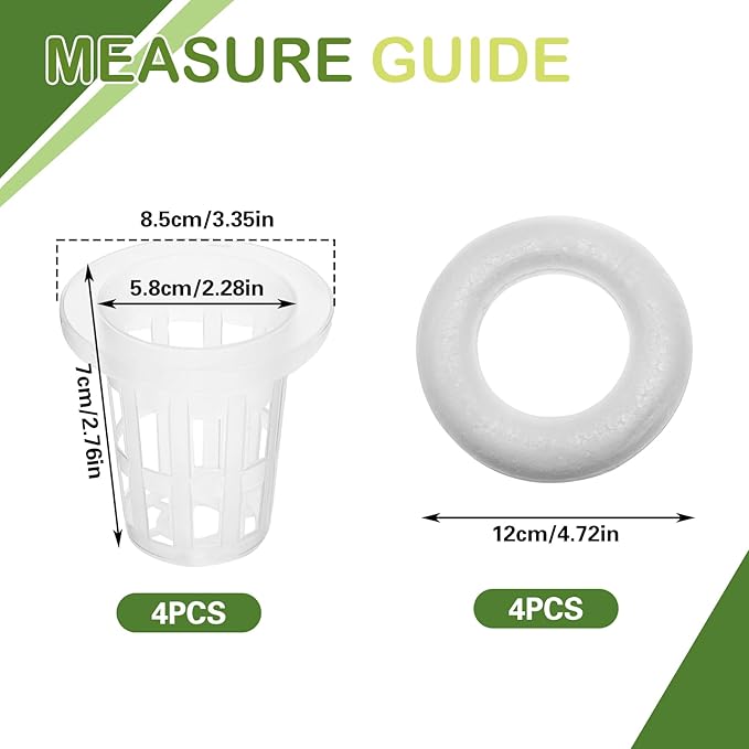4 PCS Floating Aquarium Plant Holder, Plastic Fish Tank Basket with Foam Rings, Aquatic Pot for Fish Tank Aquaponic Plant Cultivation and Aquascape Decorations