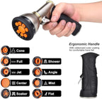 Garden Hose Nozzle – Heavy Duty Metal Hose Sprayer with 9 Spray Patterns, Thumb Control, High Pressure Water Nozzle for Watering Plants, Lawn, Car Wash, and Cleaning