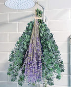 115 Pcs Eucalyptus Stems & Lavenders Flowers Bundles for Shower, 17'' Upgrade Hanging Shower Plant, Natural Real Eucalyptus Leaves Lavenders Stems with Chrysanthemums, Fragrant Bathroom Decor