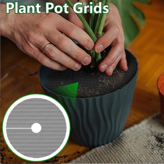 6 Pack Plant Pot Grids, Cuttable Plant Pot Soil Protectors Covers, Used to Keep Animals Out of flowerpots Perfect for Indoor and Outdoor Plants (Medium)