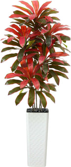 Artificial Dracaena Tree：7FT Faux Silk Tropical Yucca Floor Trees Realistic Fake Green Plant with Natural Wood Trunk & Lifelike Leaves for Home Office Decor Indoor & Outdoor (7FT,1-Pack,White)