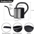 Watering Can, Stainless Steel Watering Can for Indoor & Outdoor Plants, 1L/35oz Long Spout Water Can with Handle, Rust-Proof Plant Watering Pot for House Plants, Garden Flowers