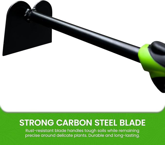 Garden Guru Hand Hoe Tiller Cultivator Tool - Carbon Steel for Ultimate Strength - Rust Resistant - Ergonomic Handle - Great for Gardening Digging Tilling Planting Cultivating Loosening
