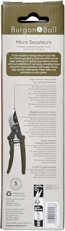 Burgon & Ball Collectors Olive Micro Secateurs