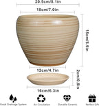 Ceramicfor Planter 8 Inch - Indoor/Outdoor Ceramic Plant Pot With Drainage Hole and Saucer, Round Modern Flower Planter for Succulents, House, Patio - Yellow