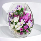 Fiora Flower Elegant Orchid Arrangement in Glass Vase | Preserved Real Orchids Lasting 5 Years | Ideal for Home Decor or Romantic Gift