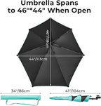 G4Free UPF 50+ Adjustable Beach Umbrella XL with Universal Clamp for Chair Stroller Wheelchair Golf Cart Bleacher Patio