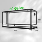 REPTI ZOO 50 Gallon Reptile Glass Tank Terrarium 2 in 1 Side Meshes and Side Glasses Double Hinge Door with Screen Ventilation Tempered Glass 36" x 18" x 17.75"