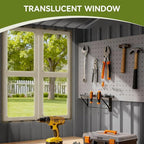 COMHOMA Shed Storage Outdoor Metal Windowed Lockable Garden Toolhouse Weatherproof Ventilated Backyard Utility Workshop(Grey,8'x6')