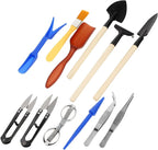 YARNOW 12pcs Small Gardening Tool Set with Shovels, Rake, Tweezers, and Water Spray Bottle for Succulent Planting and Potted Plant Care