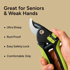 Lime Bypass Pruning Shears & Hedge Clippers - Cuts 3x Easier, Ideal for Seniors