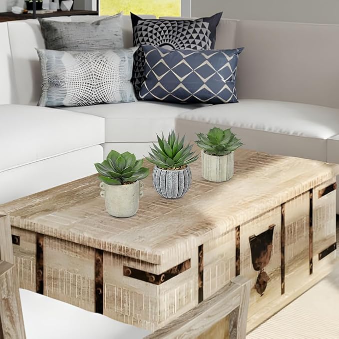 Briful 3 Pack Faux Succulent Plants in Vintage Cement Pots – Artificial Aloe Succulent Decor with Realistic Leaves and Pebble Base – Rustic Mini Plant Set for Home Office Bathroom Bookshelf