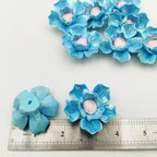 10 PCS 3D Flower Ceramic Tiles,1.6" Handmade Procelain Ceramic Flowers for Artwork,Fish Tank,Vases,Living Room, Dining Table,Office, Home Floral Decor (Double-Flowered Iridescent Blue)
