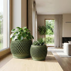 Plant Pots, Modern 3D Printed Honeycomb Planters for Indoor Plants, 4.7/6 Inch Military Green Decorative Flower Pot for Office Desktop, Bookshelf & Home Decor, Lightweight & Durable.