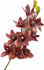 4pcs Artificial Cymbidium Orchid Flower Plant 3D Print Vanda 10 Heads Latex Phalaenopsis Flower (Autumn red)