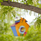 DREAMSOUL 37" Bird Houses for Outside, Hanging Bird House with 3D Design Metal Birdhouse Pole for Patio Yard Garden