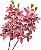 4pcs Artificial Cymbidium Orchid Flower Plant 3D Print Vanda 10 Heads Latex Phalaenopsis Flower (deep Pink 2)