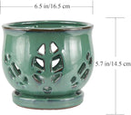 W&W Orchid Pot with Holes and Saucer for Repotting, Green, 6.5"