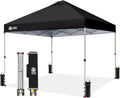 CROWN SHADES 10x10 Pop Up Canopy - Beach Tent with One Push Setup - Easy Outdoor Sun Shade for Events, Parties, Camping - Gazebo with STO-N-Go Cover Bag, Silver Coated Top, Black