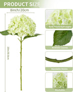 DuHouse 3Pcs Large Hydrangea Artificial Flowers,20 inch Latex Real Touch Hydrangeas Lifelike Hydrangea Flower for Home Wedding Bouquets Centerpieces Party Living Room Decoration(Light Green)