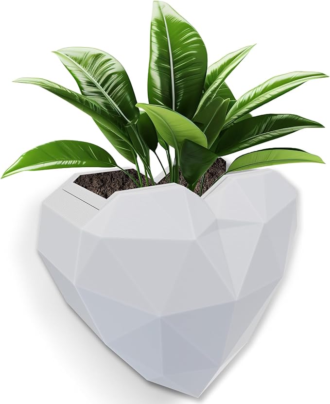 Heart Self Watering Planter | Indoor Wall Planters for Indoor Plants | Vertical Succulent Wall Planters | Create A Wall Garden Without Drilling (White)