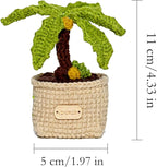 Handmade Crochet Bonsai Coconut Tree Potted Plant, Artificial Cactus Succulent, Realistic Miniature Desktop Plants, Cute Home Office Decor, Hand-knitted Cotton Yarn Gift (6 x 6 x 15 inches)