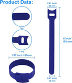 California JOS 60 PCS 6 Inches Reusable Cable Ties, Wire Ties, Cord Organizer, Cable Organizer, Adjustable Cable Management - Blue