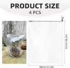 4 PCS Winter Plant Film Covers with Drawstring-31.5" x 39.4" Transparent Freeze Protection Bag Clear Plastic Plant Shelter Waterproof Coverings for Outdoor Garden Plant Rain Snow Frost Protection