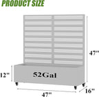 Casaphoria Metal Raised Garden Bed with Trellis and Wheels, 47"x47"x16" Planter Box for Climbing Plants, Vegetables & Vines, Features Drainage Holes and Privacy Screen, Grey-Harold
