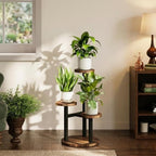 Bamworld Corner Plant Stand Indoor Metal Wood Plant Shelf Outdoor Tall Plant Stands Plant Tables Indoor Plant Rack 4 Tier Plant Stand Garden Accessories for Living Room Balcony Patio