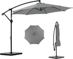 NEWBULIG 10FT Patio Umbrella, Offset Cantilever Outdoor Patio Table Umbrella, UV Protection, Fade Resistant Fabric, Easy Tilt Adjustment for Pool, Deck, Garden, Backyard