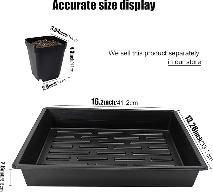 RooTrimmer 4 inch (10CM) Square Nursery Pots 60pcs, Sturdy Seedlings Trays 5 Pcs, Seeds Starter Germination Tray, Microgreening Planter Nursery Propagation 5 Sets