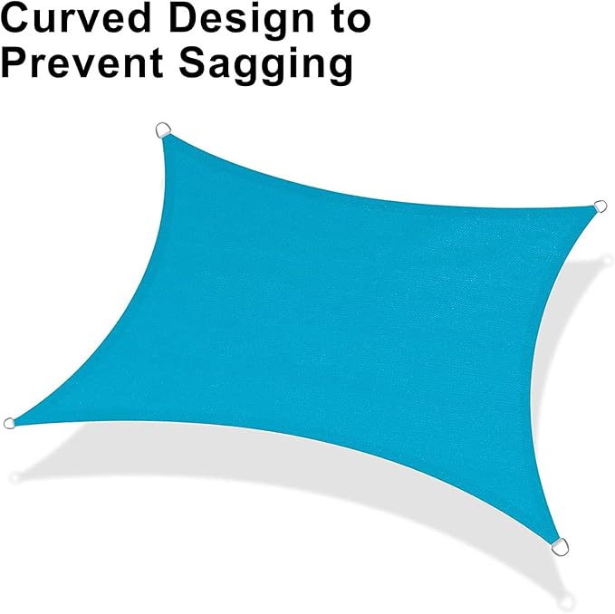 LOVE STORY Custom Size 10'x14' Turquoise Blue Sun Shade Sail Rectangle UV Block Canopy Patio Sail Sunshades Fabric for Outdoor Garden Carport (We Make Custom Size)