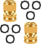 Garden Water Pipe Quick Connect, No-Leak 3/4 Inch GHT Thread Fitting Water Hose Female Adapter, Heavy-Duty Rust Resistant Brass Water Pipe Connector, Easy to Use (2 Female Connect ）