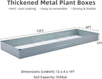 Meberam 2 Pack 12x4x1FT Galvanized Raised Garden Beds Kit Outdoor Metal Gardening Planter Box for Vegetable Elevated Flower Herbs,Gray