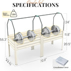 KING BIRD Large Raised Garden Bed with Netting Galvanized Elevated Planter Box with Legs 72×23×55 in for Backyard, Patio, Balcony, 700lb Capacity, Beige